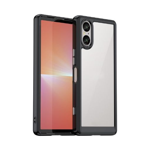 Sony Xperia 5 V Colorful Series Acrylic Hybrid TPU Phone Case - Black - 1