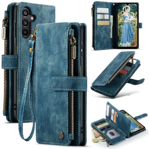 Samsung Galaxy A15 CaseMe C30 Wallet Leather Phone Case Blue - 1