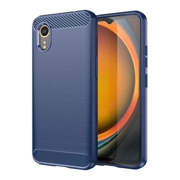 Samsung Galaxy Xcover 7 Carbon Fiber Brushed Texture TPU Phone Case Blue - 1