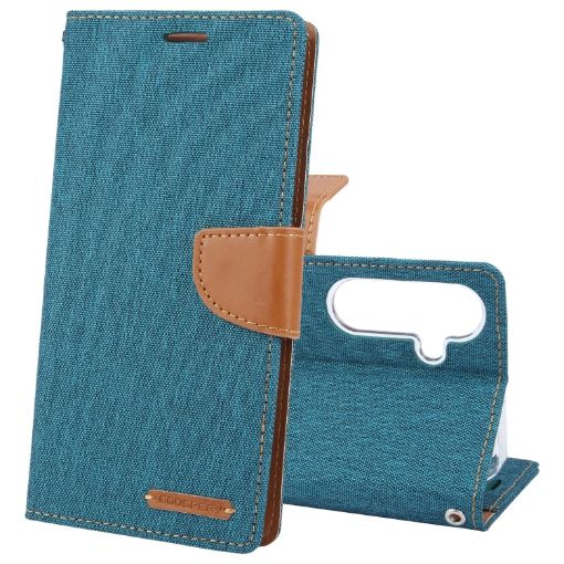 Samsung Galaxy S24 5G Green Fabric Texture Flip Leather Phone Case - 1