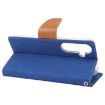 Samsung Galaxy S24 5G Blue Fabric Texture Flip Leather Phone Case - 3