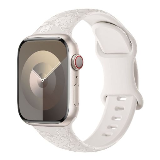 Apple Watch Series 9 41mm Rose Silicone Band - Starlight - 1