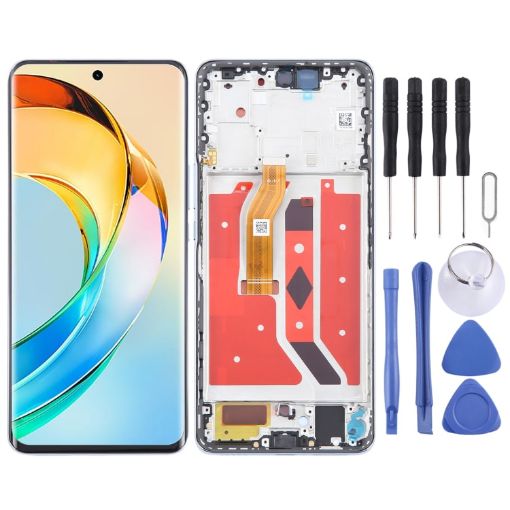 For Honor X9b LCD Screen Digitizer Assembly with Frame Silver - 1