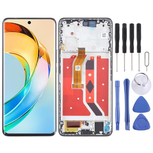 For Honor X50 LCD Screen Digitizer Full Assembly with Frame - Black - 1