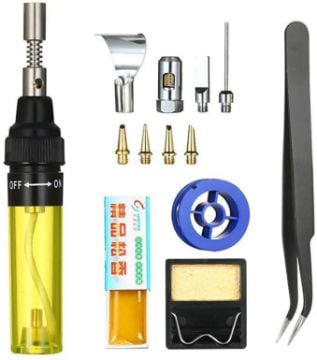 Picture of 13pcs/Set Pen Type 3 In 1 Gas Soldering Iron Multi-function Gas Soldering Iron Set (Transparent Yellow)