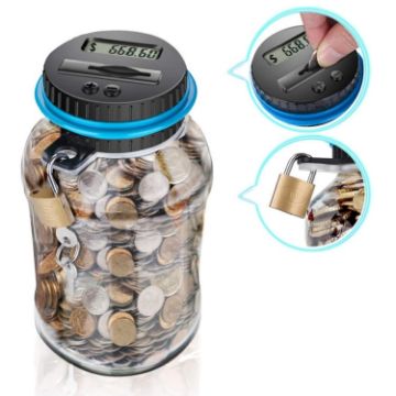 Digital Display Counting Piggy Bank With Lock, US Dollar Currency - 1