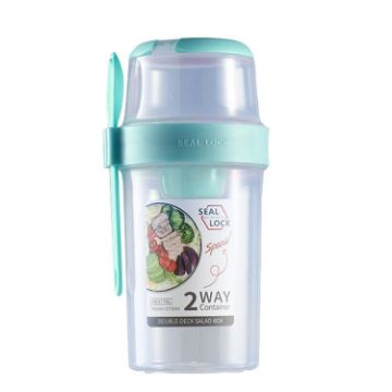 Salad Meal Shaker Cup Portable Fruit and Vegetable Container Blue - 1