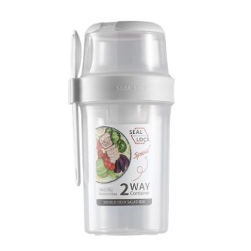 Picture of Salad Meal Shaker Cup Portable Fruit and Vegetable Container with Fork Dressing Box, Size: Large White