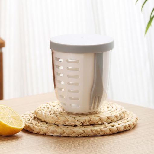 600ml Fruit and Veggie Snack Cup with Lid and Fork - White - 1