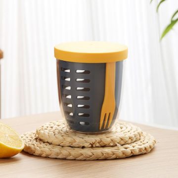 600ml Fruit and Veggie Snack Cup with Lid and Fork - Blue - 1