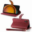 Samsung Galaxy Xcover 7 Red Leather Phone Case with Zipper Lanyard - 4