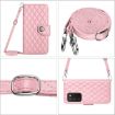 Samsung Galaxy A03s EU Rhombic Texture Flip Leather Phone Case - Pink - 5