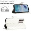 Motorola Moto G53/G23/G13 Rhombic Texture Flip Leather Phone Case - White - 6