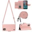 Nokia C12 Rhombic Texture Flip Leather Phone Case - Coral Pink - 1