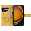 Samsung Galaxy Xcover 7 Cat and Dog Embossed Leather Phone Case Yellow - 3