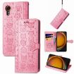Samsung Galaxy Xcover 7 Cat and Dog Embossed Leather Phone Case - Pink - 1