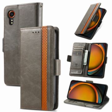 Samsung Galaxy Xcover 7 Case - Grey Leather Phone Case - 1