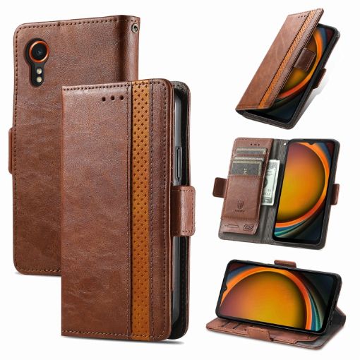 Samsung Galaxy Xcover 7 Case - Brown Leather Phone Case - 1