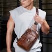 BULL CAPTAIN 122 Large-capacity Retro Cowhide Crossbody Bag Yellow - 9
