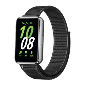 Samsung Galaxy Fit 3 Woven Nylon Loop Watch Band - Black - 1