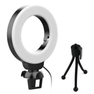 Picture of YRing48 4-Inch 48LEDs Laptop Camera Video Conference Live Beauty Ring Fill Light, Spec: Clip with Tripod