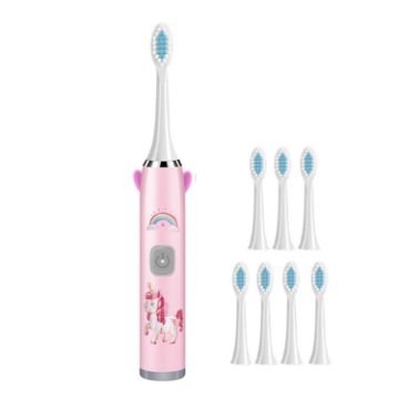 Cartoon Children Electric Toothbrush, Pink, 8 Heads - USB Charging - 1