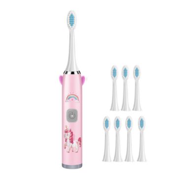 Picture of USB Charging Fully Automatic Ultrasonic Cartoon Children Electric Toothbrush, Color: Pink with 8 Heads