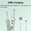 Blue Cartoon Children Electric Toothbrush with 3 Heads - USB Charging - 8