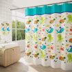 Picture of 150x180cm Thickened Polyester Fabric Printed Shower Curtain Cute Cartoon Waterproof Curtain With Hooks