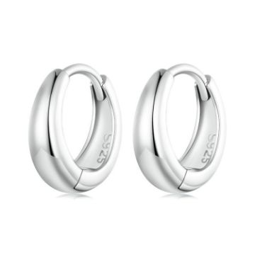 S925 Sterling Silver Hoop Earrings - Electroplated Finish - 1