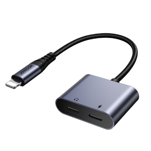JOYROOM SY-L02 Transsion Series 2 in 1 8 Pin to Dual 8 Pin Audio Adapter - Black - 1