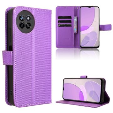 Purple Diamond Texture Leather Phone Case for Itel S23 S665L - 1