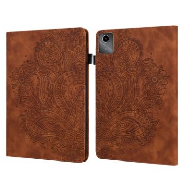 Peacock Embossed Leather Tablet Case for Lenovo Tab M11/Xiaoxin Pad 11 - Brown - 1