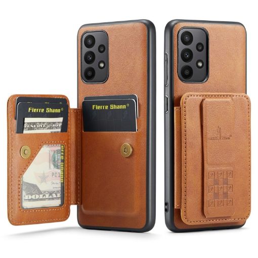 Samsung Galaxy A33 5G Leather Card Holder Phone Case (Brown) - 1
