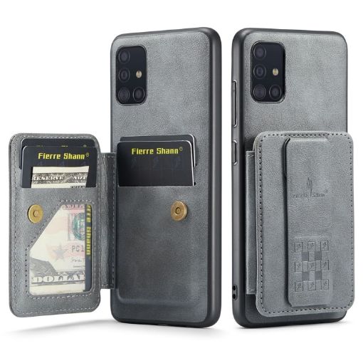Samsung Galaxy A71 4G Leather Card Holder Phone Case (Grey) - 1