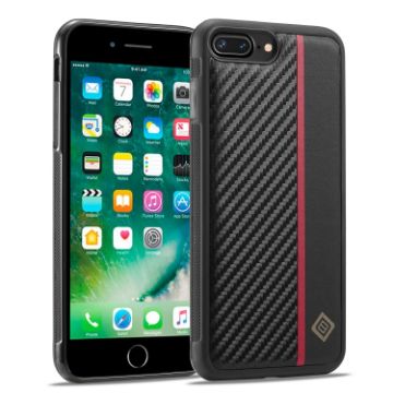 LC.IMEEKE Carbon Fiber Phone Case for iPhone 7/8/SE - Black - 1