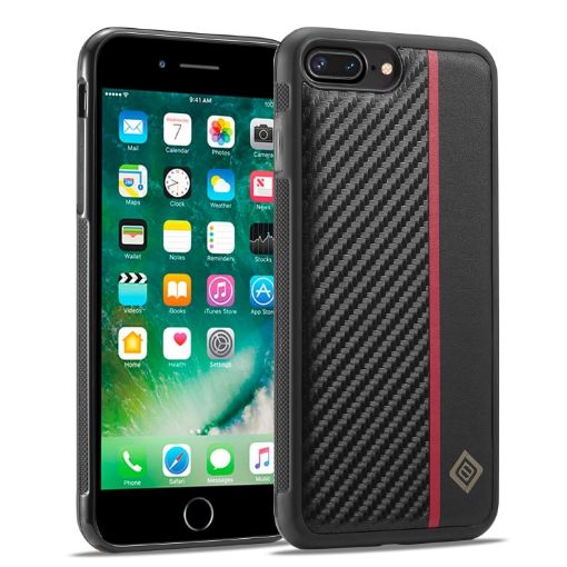 LC.IMEEKE Carbon Fiber Phone Case for iPhone 7/8/SE - Black - 1