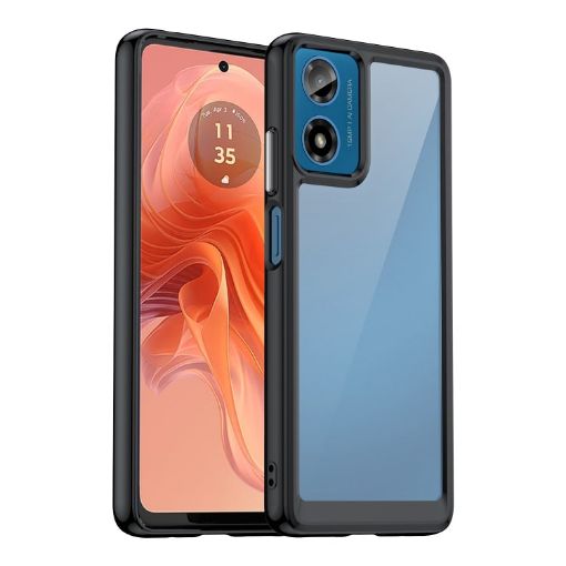 Motorola Moto G04 Colorful Series Acrylic Hybrid TPU Phone Case - Black - 1