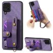 Samsung Galaxy A42 5G Retro Cross Wristband Wallet Leather Back Phone Case Purple - 1