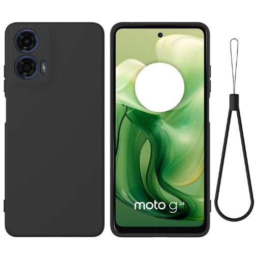 Motorola Moto G04/G24 Liquid Silicone Shockproof Phone Case - Black - 1
