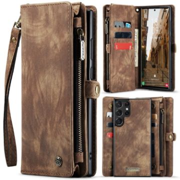 Samsung Galaxy S24 Ultra 5G CaseMe 008 Leather Phone Case (Brown) - 1