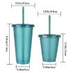 Small Summer Glitter Water Cup with Straw - Light Blue - 3