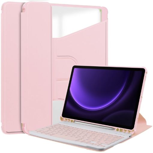 Samsung Galaxy Tab S9 FE 360 Rotation Leather Case with Keyboard - 1