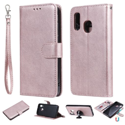 Galaxy A40 Rose Gold Flip Case with Holder & Card Slots & Wallet - 1