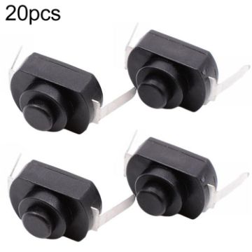20 PCS YT-1208-YD LED Flashlight Button Switch, Bent Feet, Black - 1