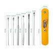 6 In 1 Stainless Steel Ear Pick with Black Leather Case - 3