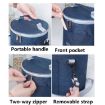 Round Insulated Lunch Bag Foldable Portable Tote - Wine Red - 5