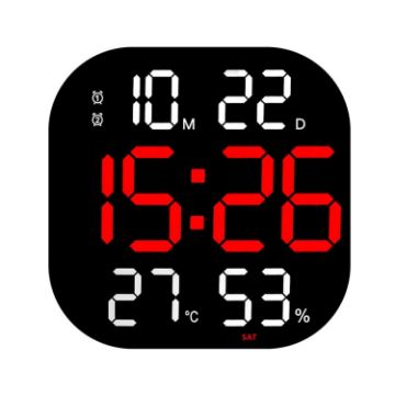 LED Acrylic Electronic Clock - 13-Inch Square Wall Clock - 1