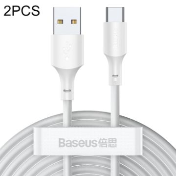 Picture of Baseus 2 PCS/Set Simple Wisdom 1.5m 5A Max Output USB to USB-C/Type-C Fast Charging Data Cable (White)