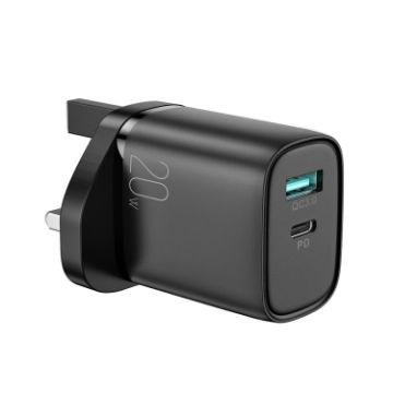 Picture of JOYROOM L-QP2011 20W USB+USB-C/Type-C Fast Charger, UK Plug (Black)